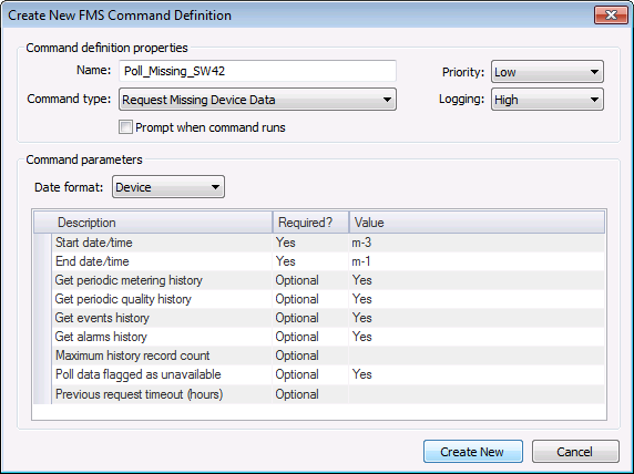 Create New FMS Command Definition